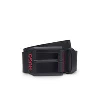 HUGO Ceinture en cuir italien avec boucle logo angulaire - Style Gelio-B-Red_Sz40, 50542479 Noir 100