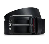 HUGO Hommes Gelio-B Sz40 Ceinture en cuir avec boucle noir mat à logo