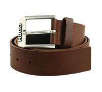 HUGO Ceinture 'Gelio' marron / argent, Taille 100