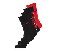 HUGO Lot de quatre paires de chaussettes mi-mollet avec logos - Style 4P GIFT TORTUGA CC, 50546673 Noir / Rouge 40-46