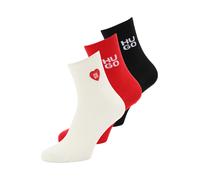 HUGO Chaussettes 'HEART' beige clair / rouge / noir, Taille 39-42