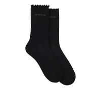 HUGO Lot de deux paires de chaussettes courtes côtelées à bord laitue - Style 2P SH LETTUCE CC W, 50560891 Noir 35-38