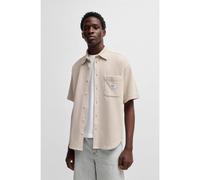 HUGO Chemise à manches courtes en coton mélangé à la structure gaufrée - Style Ebronn, 50540316 Beige clair XL