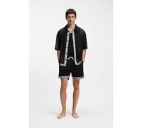 HUGO Chemise de plage Oversize en maille filet avec ruban logo - Style LITE_BEACH SHIRT, 50561142 Noir M