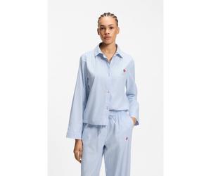 HUGO Chemise de pyjama en coton mélangé à logo cœur - Style DREEM LS-SHIRT, 50566643 Rayures bleu clair S