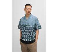 HUGO Chemise Oversize en coton à imprimé peint à la main - Style Espino, 50539218 Bleu à motif M