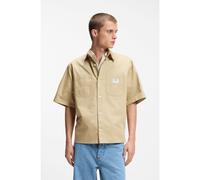 HUGO Chemise oversize en coton flammé avec poches plaquées - Style Ebwin, 50560733 Beige XS
