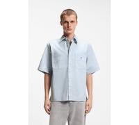 HUGO Chemise oversize en coton flammé avec poches plaquées - Style Ebwin, 50560733 bleu clair M