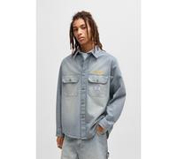 HUGO Chemise Oversize en denim lavé à rayures - Style Ebolt, 50539045 Bleu L