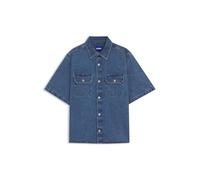 HUGO Chemise Oversize en Jean Bleu avec Surpiqûres Contrastantes