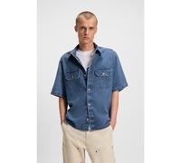HUGO Chemise Oversize en jean bleu avec surpiqûres contrastantes - Style Ekyno, 50545213 Bleu foncé L