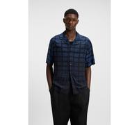 HUGO Chemise Oversize en popeline à imprimé carré - Style Espino, 50545317 Bleu à motif XS