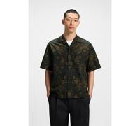 HUGO Chemise Oversize en popeline de coton imprimée - Style Espino, 50545377 Vert à motif M
