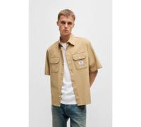 HUGO Chemise Oversize en twill de coton avec patch logoté - Style Ekyno, 50517871 Beige XS