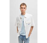HUGO Chemise Oversize en twill de coton avec patch logoté - Style Ekyno, 50517871 Blanc L