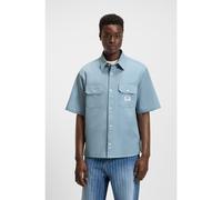 HUGO Chemise Oversize en twill de coton avec patch logoté - Style Ekyno, 50517871 bleu clair S