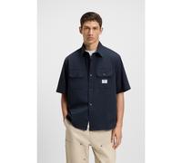 HUGO Chemise Oversize en twill de coton avec patch logoté - Style Ekyno, 50517871 Bleu foncé M