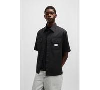 HUGO Chemise Oversize en twill de coton avec patch logoté - Style Ekyno, 50517871 Noir M