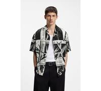 HUGO Chemise Oversize imprimée avec col de camp - Style Exolino, 50566051 Noir XL