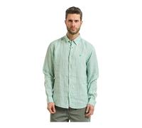 Hugo - Chemise Regular fit en lin rayé - Homme - Chemises - Vert - Taille: L