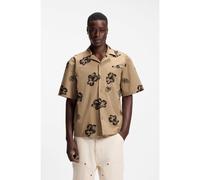 HUGO Chemise Relaxed en coton stretch à imprimé hibiscus - Style Eligino, 50539135 Beige à motif XS