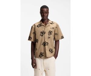 HUGO Chemise Relaxed en coton stretch à imprimé hibiscus - Style Eligino, 50539135 Beige à motif XS