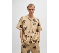 HUGO Chemise Relaxed en coton stretch à imprimé hibiscus - Style Eligino, 50539135 Beige S