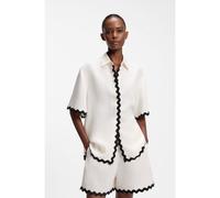 HUGO Chemisier coupe décontractée avec ruban zigzag contrastant - Style Camule-1, 50558175 Noir / Blanc 38