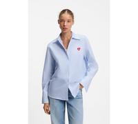 HUGO Chemisier coupe décontractée en coton Oxford à rayures - Style Erselia, 50556370 bleu clair 44