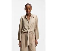 HUGO Chemisier coupe décontractée en satin stretch avec détail de cravate - Style Errika, 50531538 Beige 36