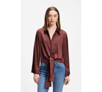 HUGO Chemisier coupe décontractée en satin stretch avec détail de cravate - Style Errika, 50531538 Marron 40