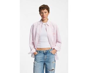 HUGO Chemisier Oversize en coton à rayures avec logo Happy HUGO - Style Elisana_B, 50562969 Rose clair 42