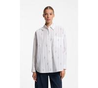 HUGO Chemisier Oversize en popeline de coton à logos manuscrits - Style Elisana_B, 50569370 Blanc à motif 34