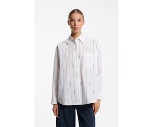 HUGO Chemisier Oversize en popeline de coton à logos manuscrits - Style Elisana_B, 50569370 Blanc à motif 42