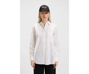 HUGO Chemisier Oversize en toile de coton avec logo brodé - Style The Oversize Shirt, 50515741 Blanc 34