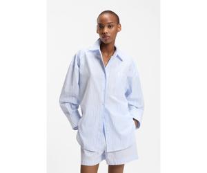HUGO Chemisier Oversized Fit en popeline de coton à rayures - Style Eustyna, 50559532 Rayures bleu clair 42