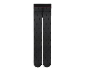 HUGO Collant en micro-résille à motif avec taille logotée - Style TH HEART MONO PA W, 50567786 Noir S