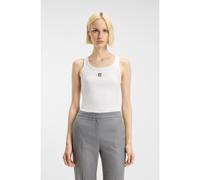 HUGO Débardeur en coton mélangé avec logo brodé revisité - Style Datamia, 50514489 Blanc L