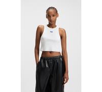 HUGO Débardeur en coton stretch avec badge logoté - Style Baby Tank_B, 50511450 Blanc XXL