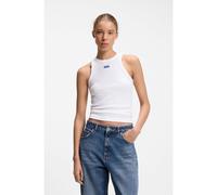 HUGO Débardeur en coton stretch avec étiquette logo bleue - Style Easy Tank_B, 50508857 Blanc M