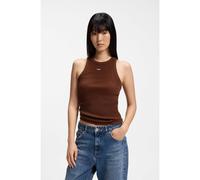 HUGO Débardeur en coton stretch avec étiquette logo bleue - Style Easy Tank_B, 50508857 Marron M