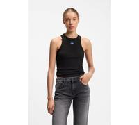 HUGO Débardeur en coton stretch avec étiquette logo bleue - Style Easy Tank_B, 50508857 Noir S