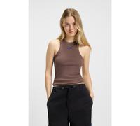 HUGO Débardeur en coton stretch côtelé avec badge logoté - Style Easy Tank_B, 50508857 Marron M