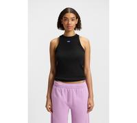 HUGO Débardeur en coton stretch côtelé avec badge logoté - Style Easy Tank_B, 50508857 Noir L