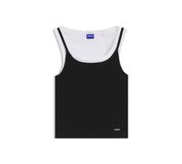 HUGO Débardeur Extra Slim à effet superposé en coton - Style Dorough_B, 50564401 Noir / Blanc L