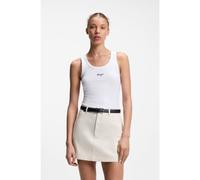 HUGO Débardeur Extra Slim avec logo imprimé en relief - Style Damatank_B_1, 50572293 Blanc XS