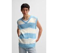 HUGO Débardeur Oversize en maille à rayures larges - Style Septune, 50533237 Blanc / Bleu M