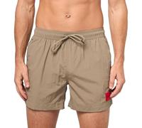 HUGO Dominica Patch Logo Quick Dry Swim Trunks Maillot de Bain, Beige Fallen Rock, X-Large Homme