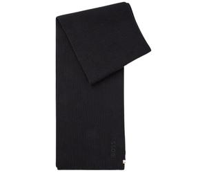 Hugo - Écharpe côtelée en mélange de coton - Homme - Accessoires - Noir - Taille: ONE Size