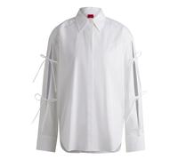Hugo, Femme, Blouses et Chemises, Blanc, Taille: 42 FR Blouse Classique en Coton à Manches